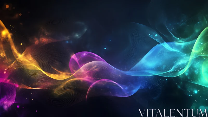 Spectral fluid light waves form layered translucent gradients in motion