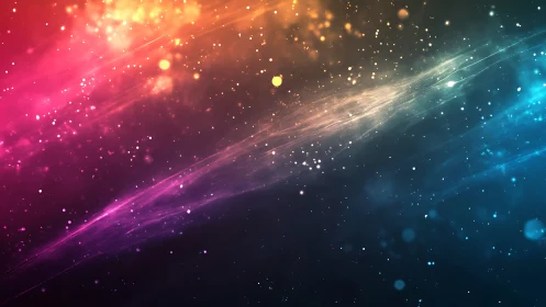 Radiant cosmic colors drift gently through a starry night