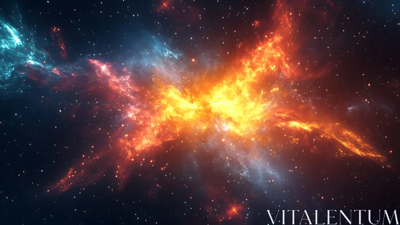 Radiant cosmic butterfly spreads glowing wings across space