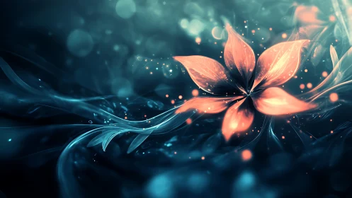 Glowing bokeh-lit flower rendered with soft-depth gradients and bloom