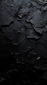 Textured black cracked surface with layered forms.