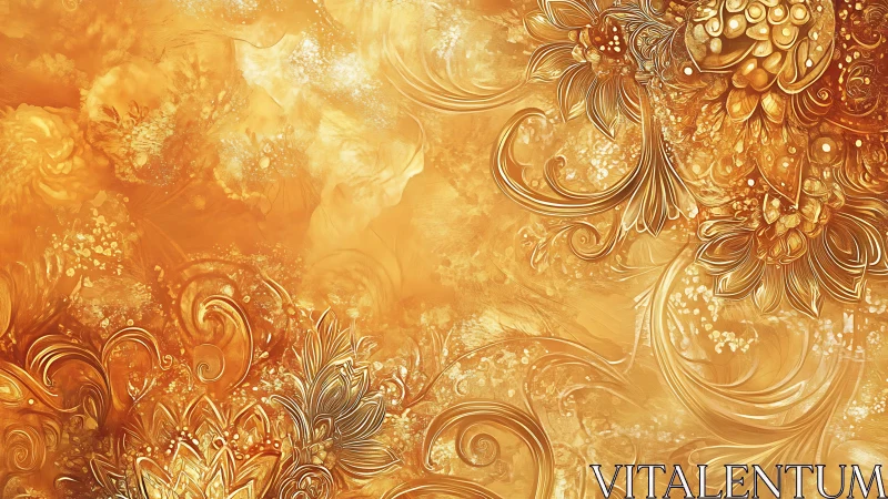 Golden floral swirls drift gently through glowing light