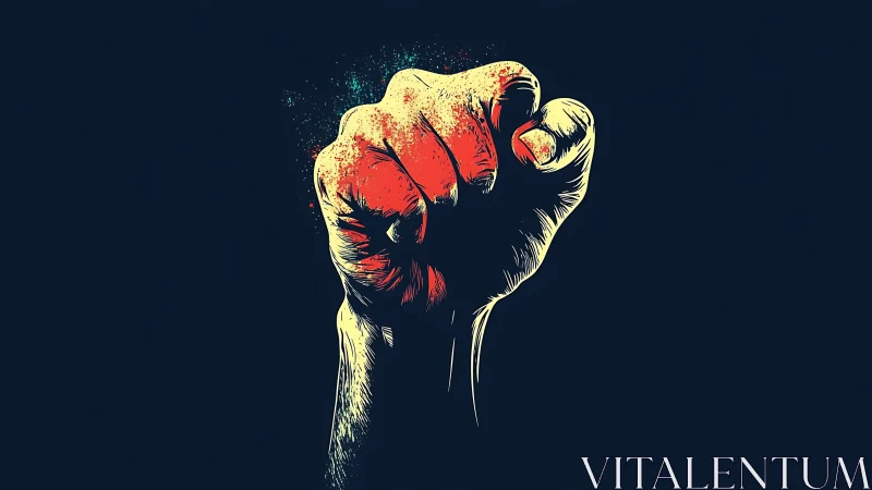 Raised Boxing Glove in Dynamic Combat Stance Against Dark Background