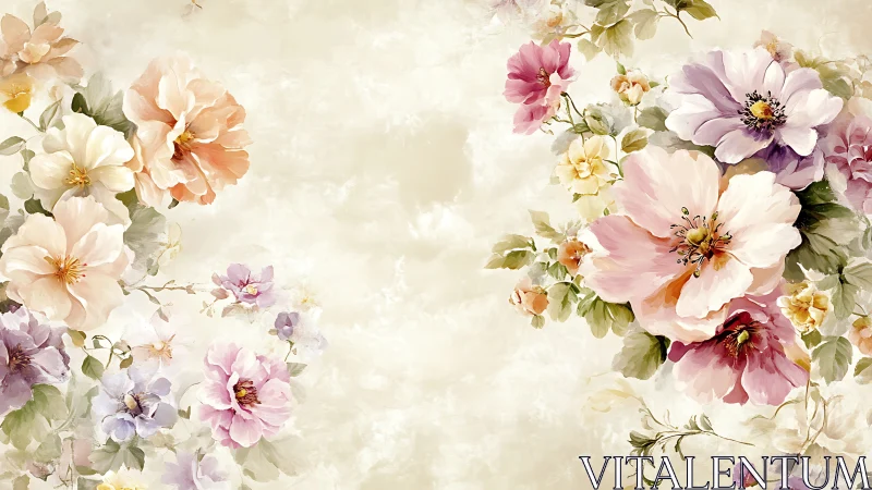 Ethereal Garden Symphony: Roses and Peonies in Soft Watercolor.