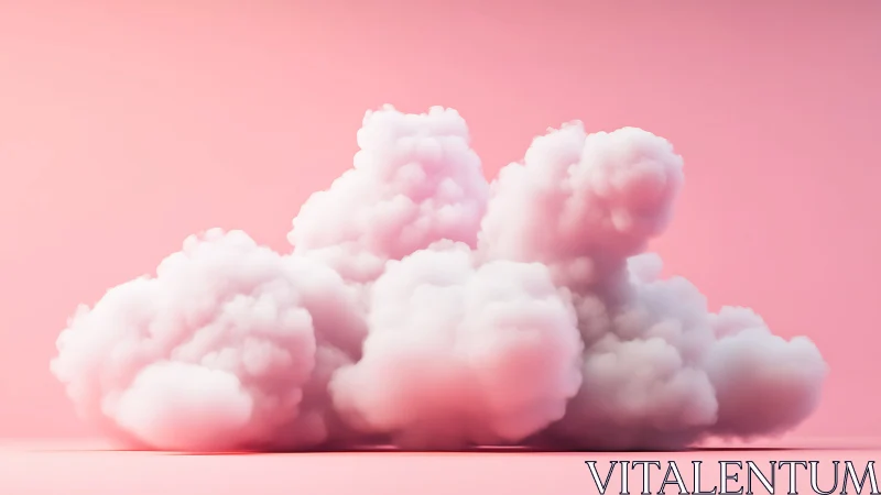 Soft cottony cloud sculpture in pastel pink minimalism.