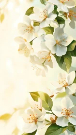 White Blossoms with Golden Stamens Cascade Gracefully