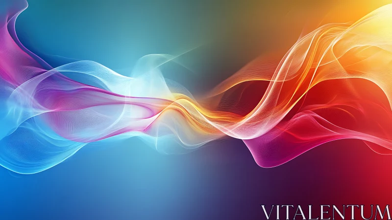 Colorful flowing light waves on smooth gradient background.