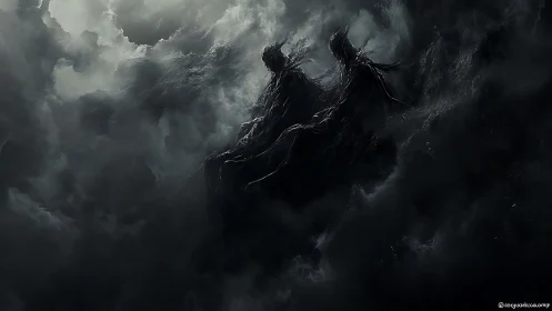 Twin wraiths drifting through thunder-fed oblivion.