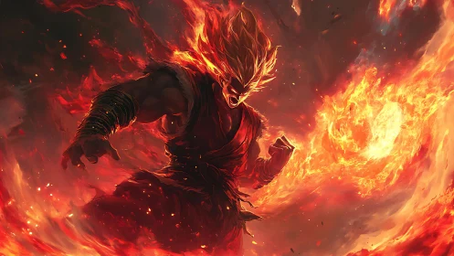 Volcanic energy fighter channeling incandescent plasma storm.