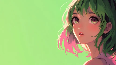 Soft-rim lit anime portrait with high-key bokeh-matte background