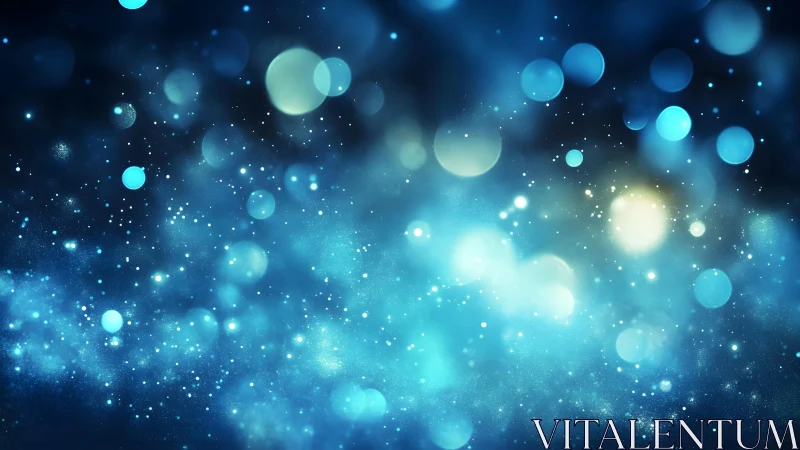 Dreamy Blue Abstract Bokeh Background with Soft Glowing Lights.