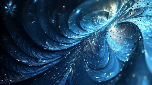 Starlit tidal spirals fold deep space into liquid sapphire