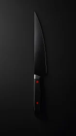 Professional Chef's Knife with Red Handle Details.