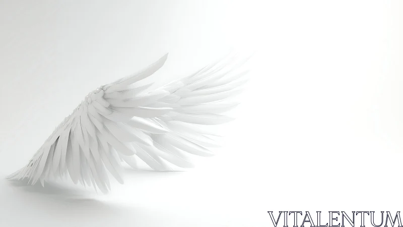 White sculpted wing curves into bright minimal void
