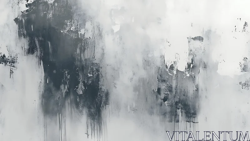 Monochrome mist abstract drips across a textured canvas.