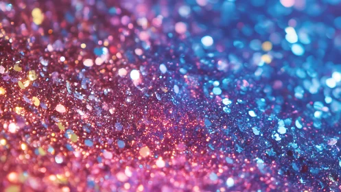 Colorful Glitter Close-Up with Pink and Blue Bokeh Effect.