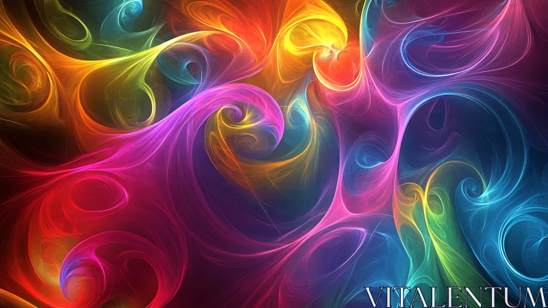 Multicolored swirling light patterns on dark background.