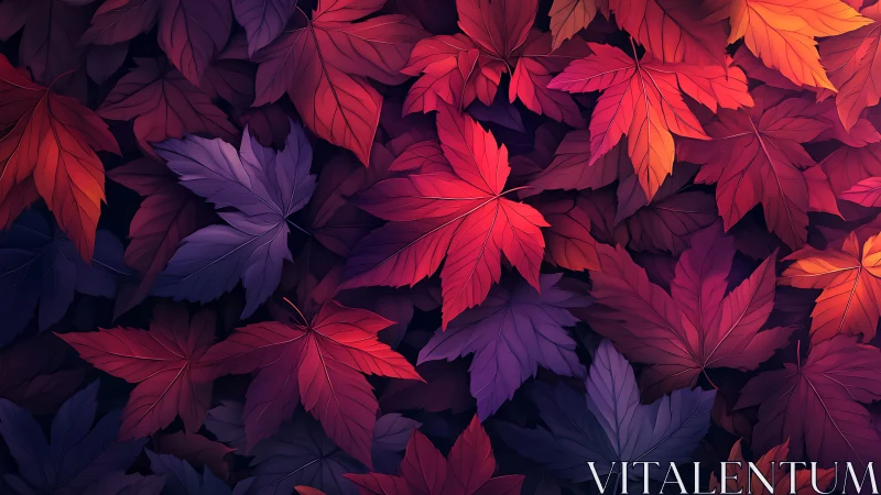 Velvet Autumn Leaves in Crimson and Violet Twilight Bloom.