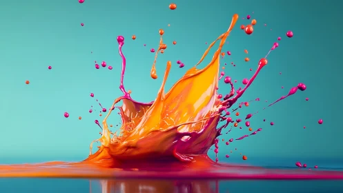 Vibrant liquid paint splash captured in dynamic mid-motion.