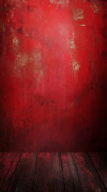 Textured red backdrop with distressed floor perspective frame.