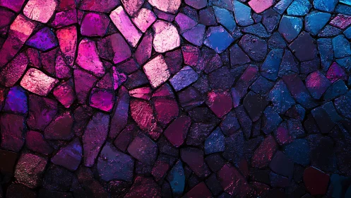 Abstract mosaic pattern with vibrant pink and blue tones, modern style.