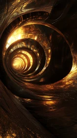 Luminous metallic vortex tunnel spirals toward distant core