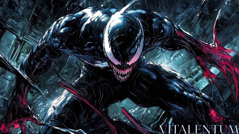 Symbiotic creature lunging in biomechanical urban environment