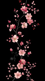 Cherry Blossoms Branch with Pink Blooms.