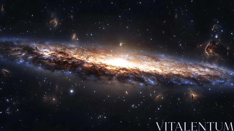 Edge-on spiral galaxy glows with dense central starburst core