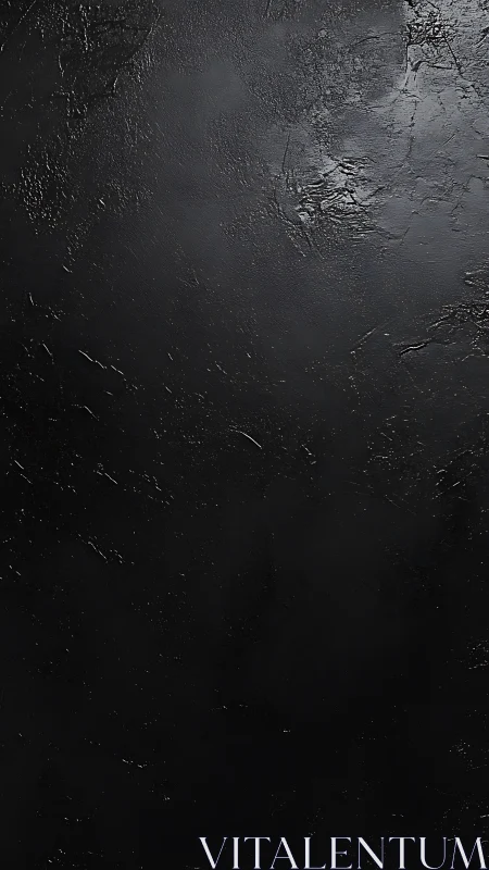 Macro inspection of textured matte-black plaster surface.