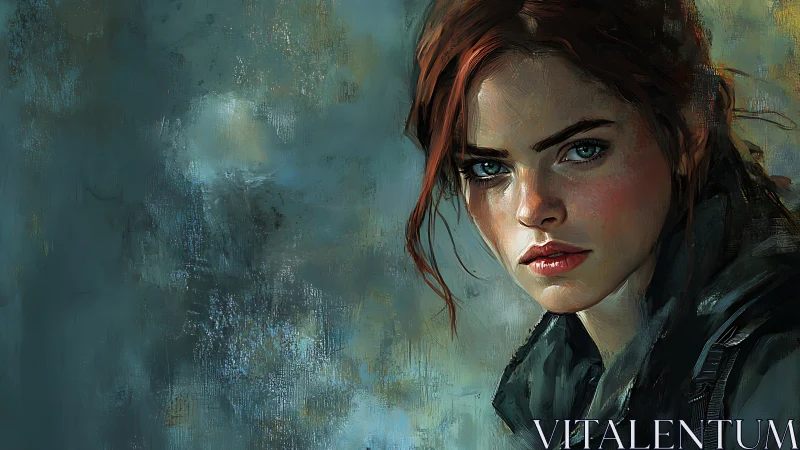 Portrait of a young woman rendered in textured digital paint