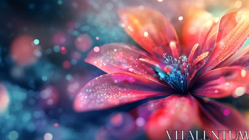 Digital Composite Flower with Procedurally Generated Particle Effects and Volumetric Lighting