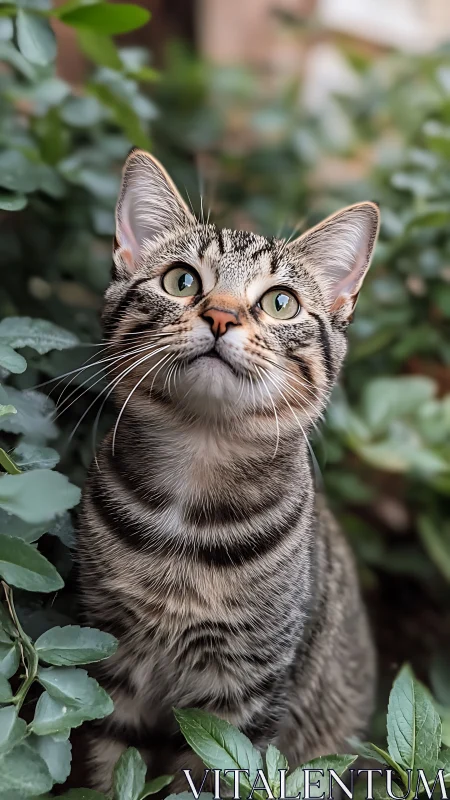 Tabby Guardian Contemplates the Verdant World Beyond