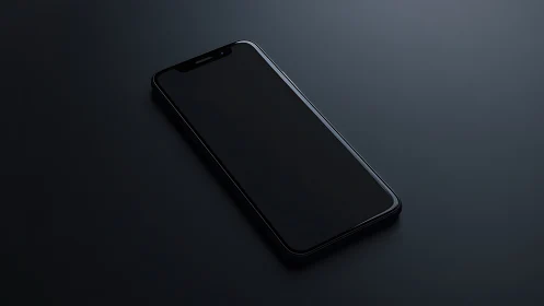 Black smartphone displayed against dark gradient surface.