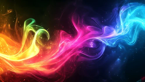 Neon fractal light streams merge across deep cosmic void.