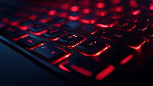 Mechanical keyboard keys glow with intense red backlight.