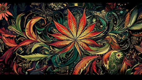 Glowing autumn leaf mandala wrapped in swirling forest magic.