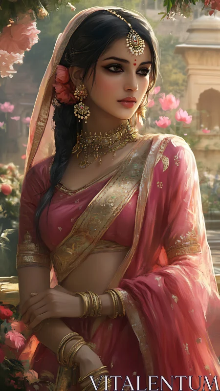 Lotus courtyard whispers linger around the jeweled bride