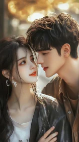 Stolen Moment: Two Hearts Drift Through Golden Light.