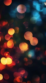 Defocused multicolor bokeh circles on dark gradient field.