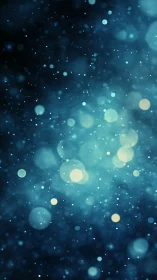 Blue bokeh particle field over deep blurred background.