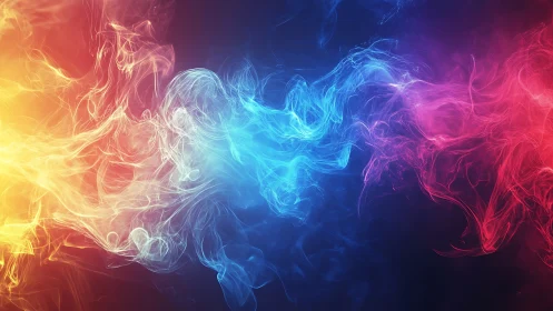 Tricolor luminous smoke streams form dynamic spectral gradients