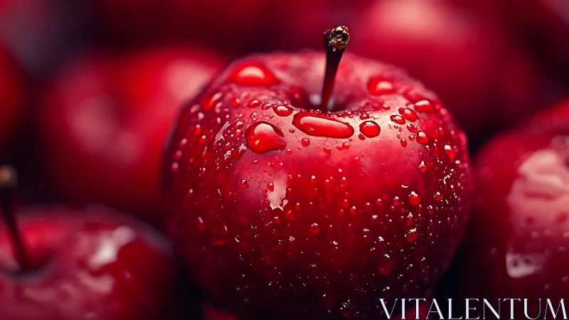 Glistening red apples inviting a crisp, juicy first bite.