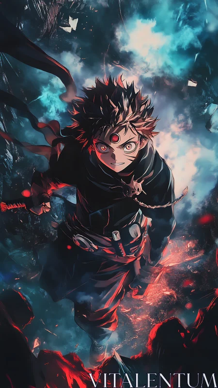 Fiery young warrior charges through swirling stormlight