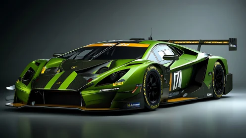 Green GT race car render shows low-slung aerodynamic body