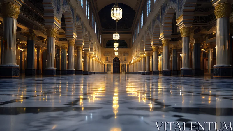 Luminous colonnade dream where marble and lanterns whisper.