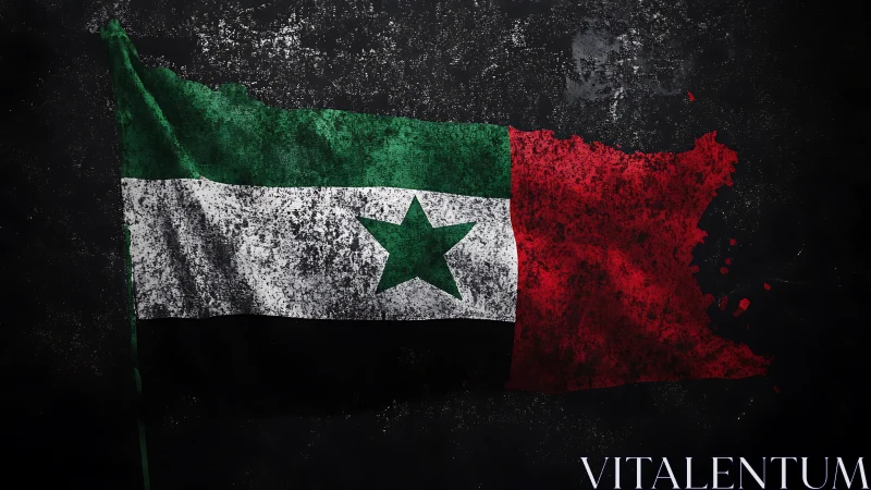 Grunge Syria-inspired flag with distressed star emblem