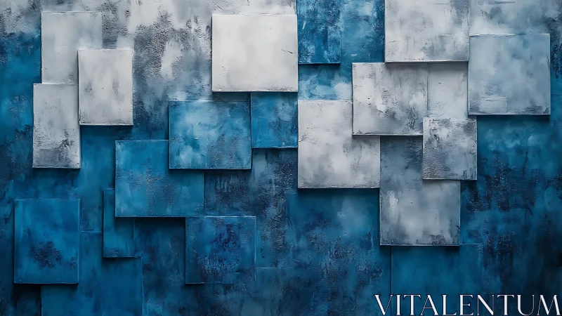 Layered blue and white squares in soothing abstract harmony.