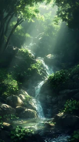 Luminous Stream Through Emerald Cathedral.