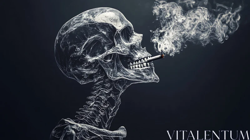 Glassy skeleton inhales its own smoky undoing in profile view